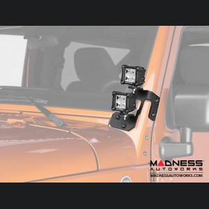 Jeep Wrangler JK Square Dual Beam LED Lights w/A-Pillar Mounting Brackets - 3"